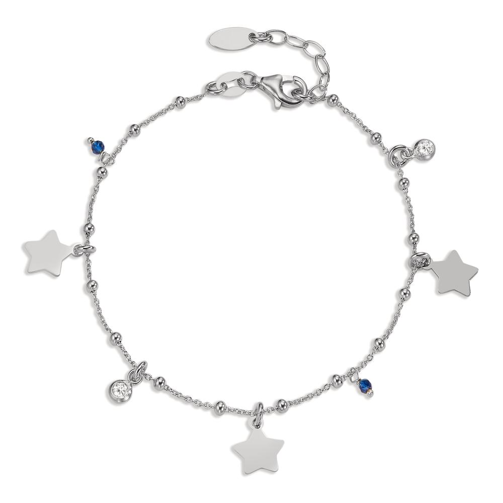 Armband Silber Zirkonia 4 Steine rhodiniert Stern 17-19 cm verstellbar-605299