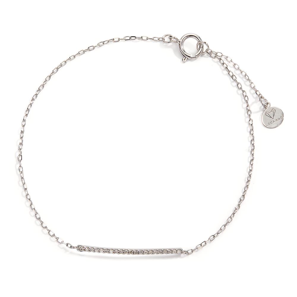 Armband 750/18 K Weissgold Diamant 0.10 ct, 21 Steine, w-si 17-19 cm verstellbar-605627