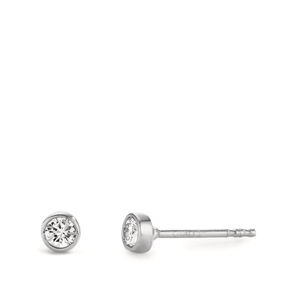 Ohrstecker 750/18 K Weissgold Diamant 0.10 ct, 2 Steine, w-si Ø3.5 mm-605640