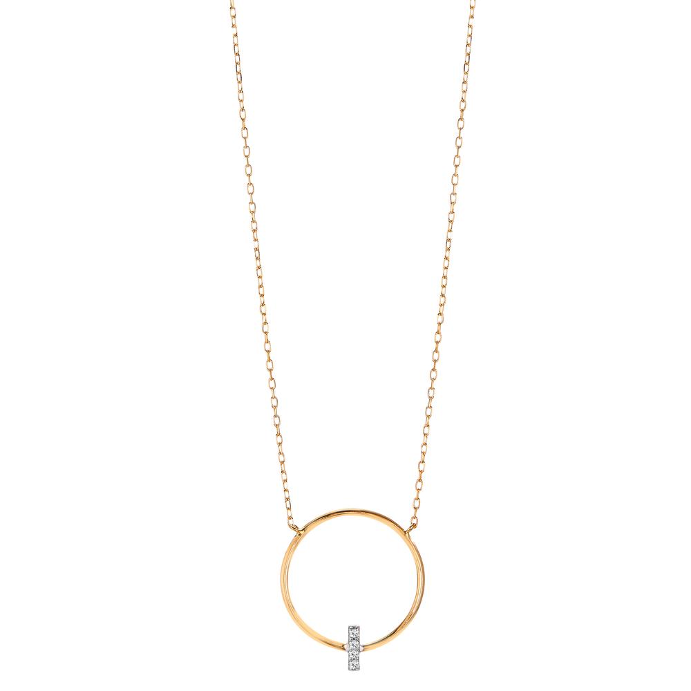Collier 750/18 K Gelbgold Diamant 0.02 ct, 4 Steine, w-si 40-42 cm verstellbar-605708