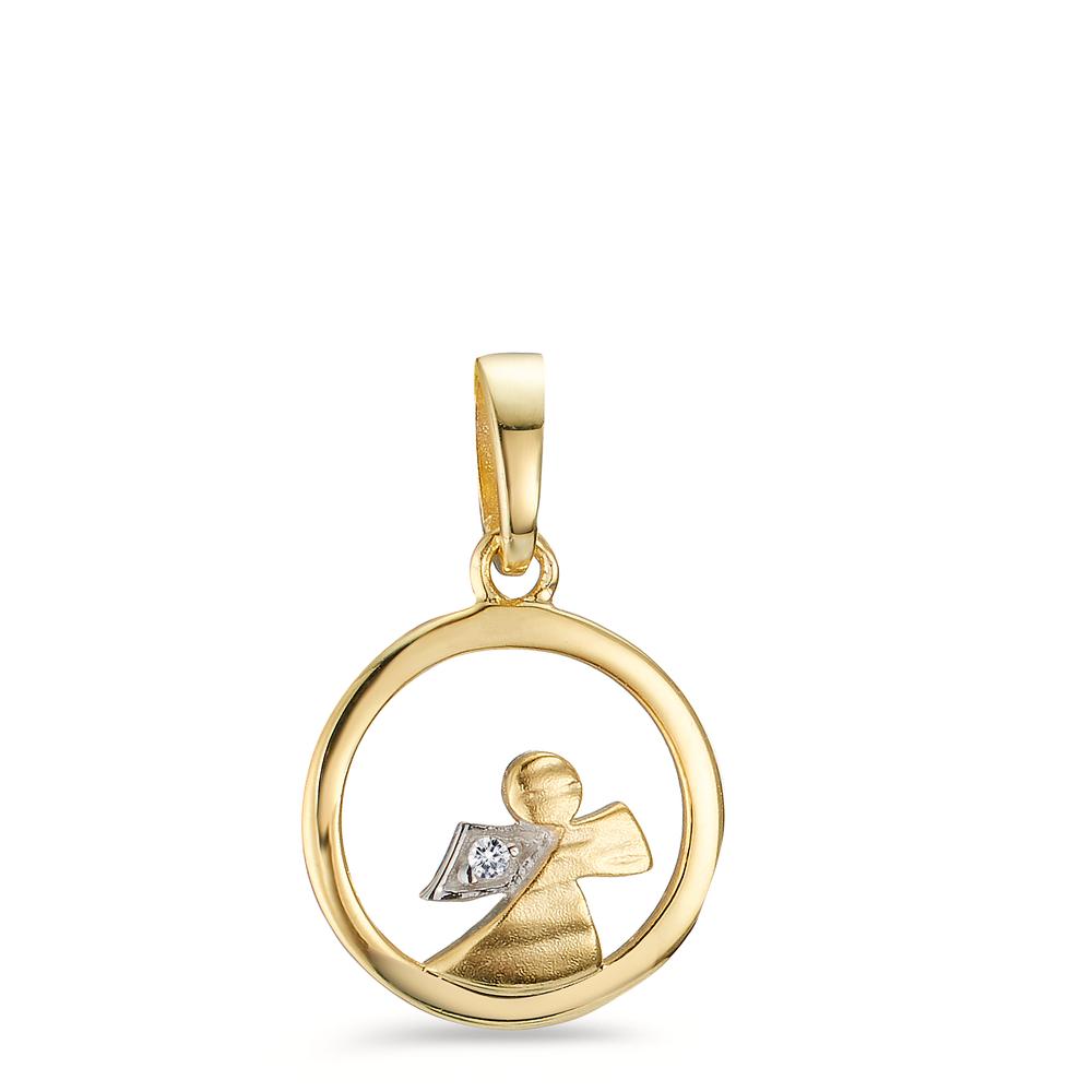Anhänger 375/9 K Gelbgold Zirkonia Schutzengel Ø10 mm-605739