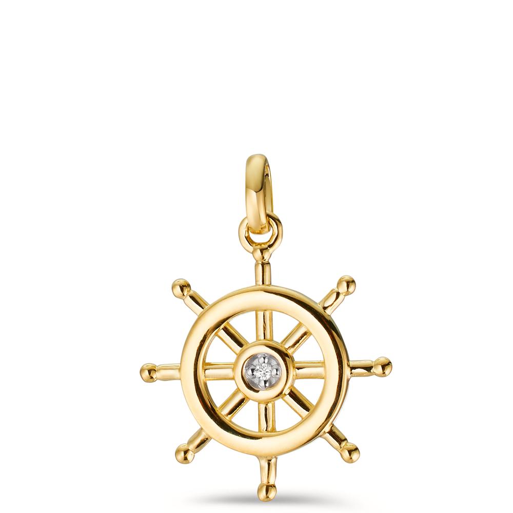 Anhänger 375/9 K Gelbgold Diamant 0.005 ct, p1 Steuerrad Ø13.5 mm-606041
