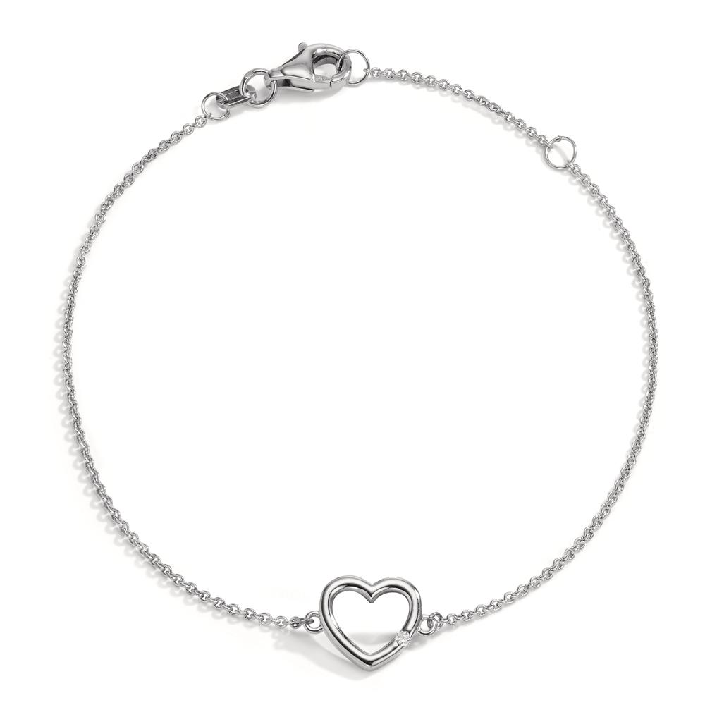 Armband 585/14 K Weissgold Diamanten 0.01 ct, w-si Herz 15.5-18 cm verstellbar-606079