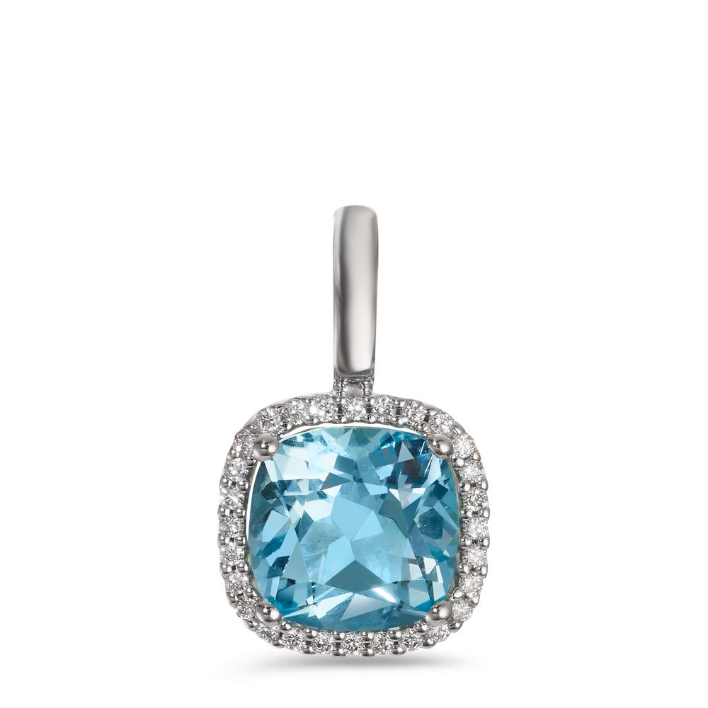 Anhänger 750/18 K Weissgold Diamant 0.14 ct, w-si, Topas blau, 0.69 ct Ø11.5 mm-606117