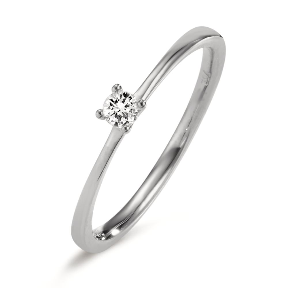 Solitär Ring 750/18 K Weissgold Diamant 0.10 ct, w-si-606126