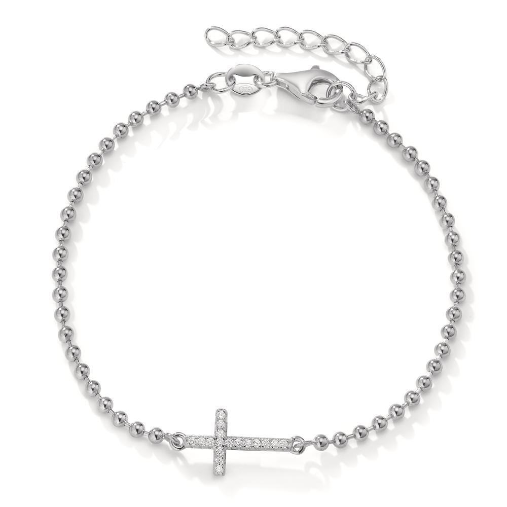 Armband Silber Zirkonia 17 Steine rhodiniert Kreuz 16-19 cm verstellbar-606432