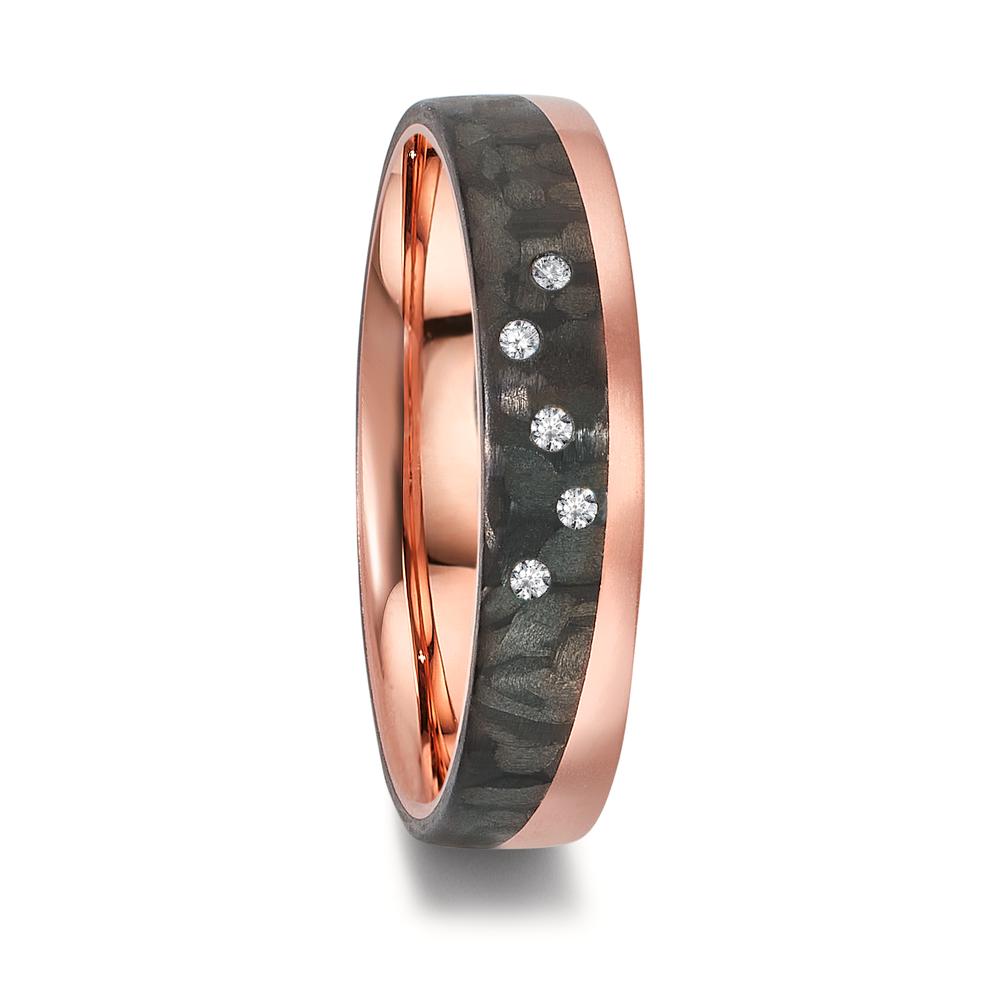 Partnerring 750/18 K Rotgold, Carbon Diamant 0.05 ct, 5 Steine, w-si-606525