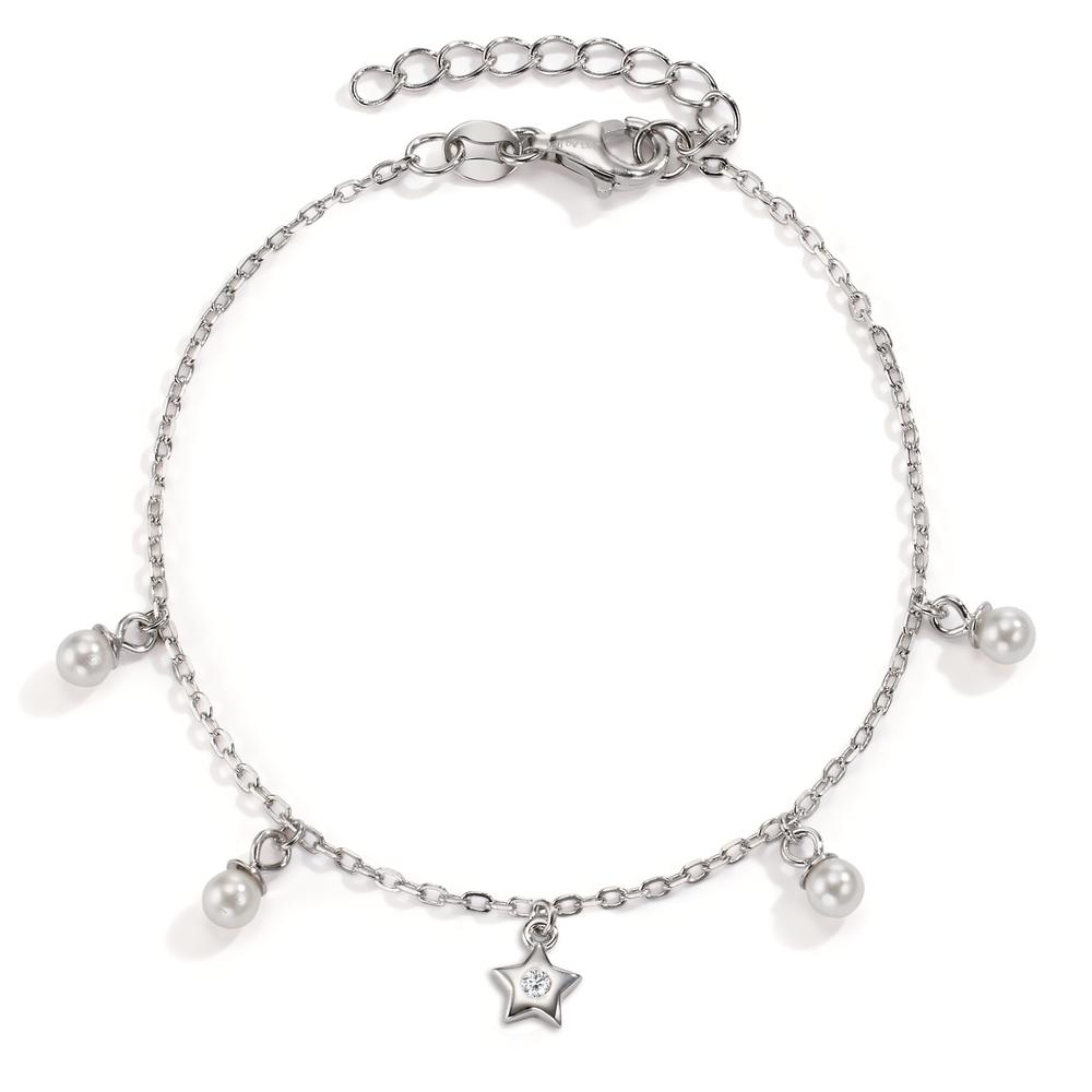 Armband Silber Zirkonia rhodiniert shining Pearls, 4 Perlen, 3.5 mm Stern 16-19 cm verstellbar-606820