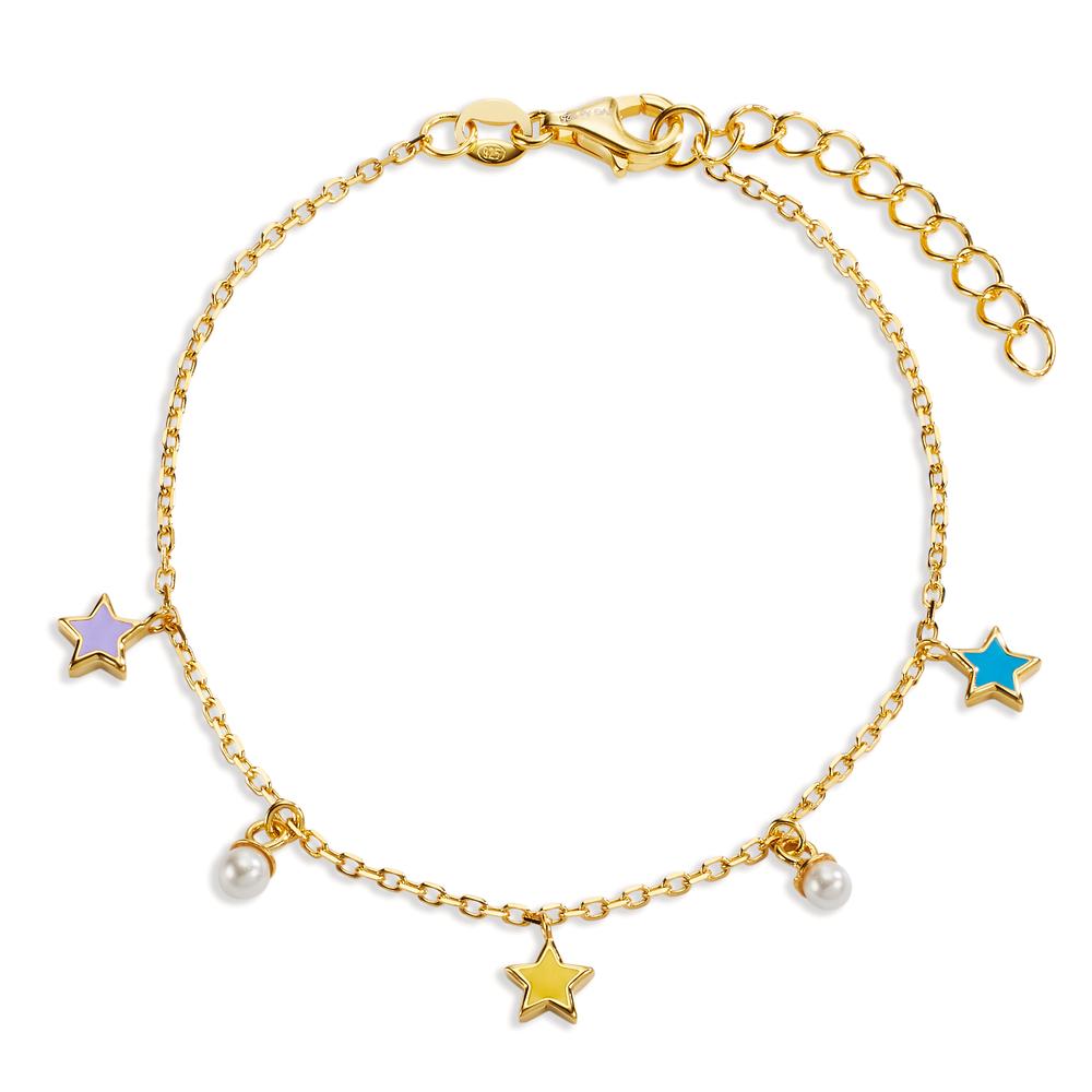 Armband Silber gelb vergoldet shining Pearls, 2 Perlen, 3.5 mm Stern 16-19 cm verstellbar-607000