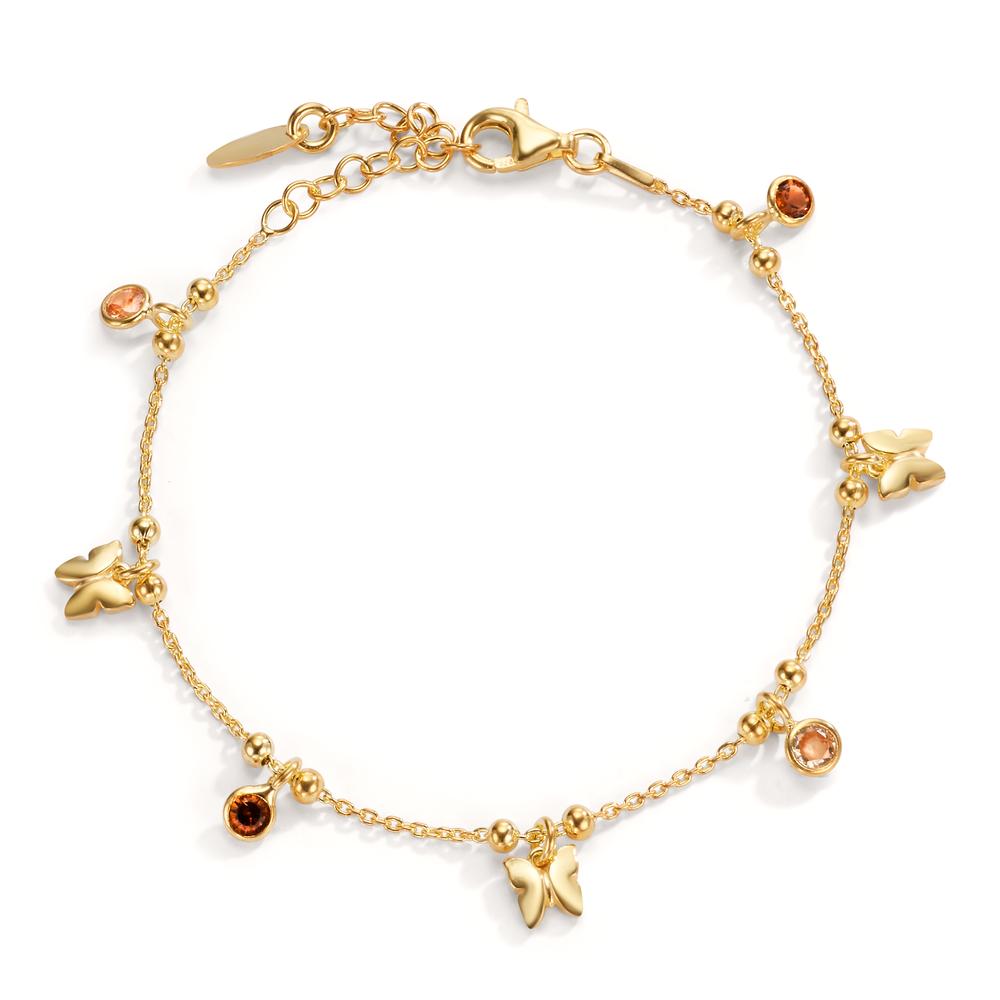 Armband Silber Zirkonia 4 Steine gelb vergoldet Schmetterling 16-19 cm verstellbar-607069