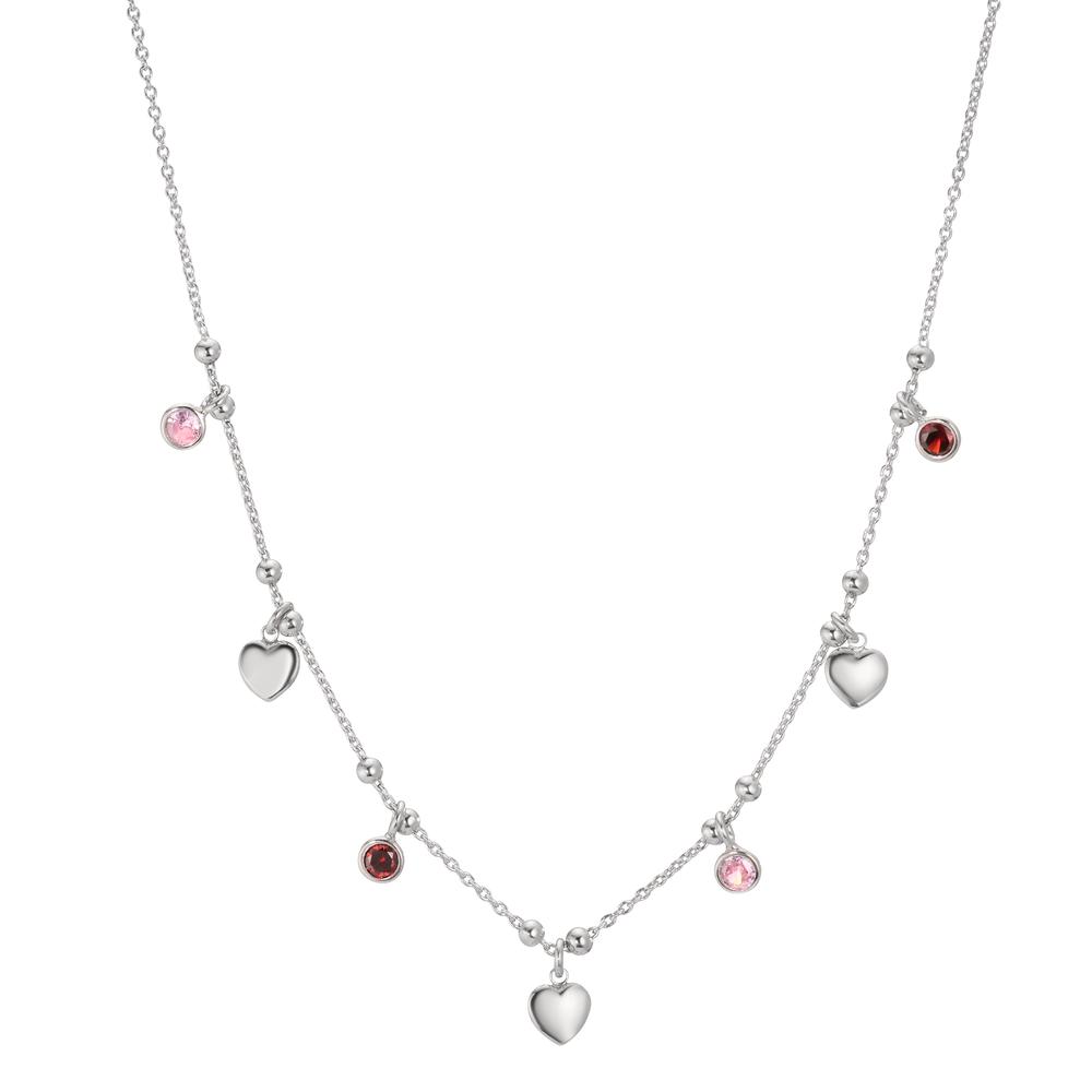 Collier Silber Zirkonia 4 Steine rhodiniert Herz 40-45 cm verstellbar-607074