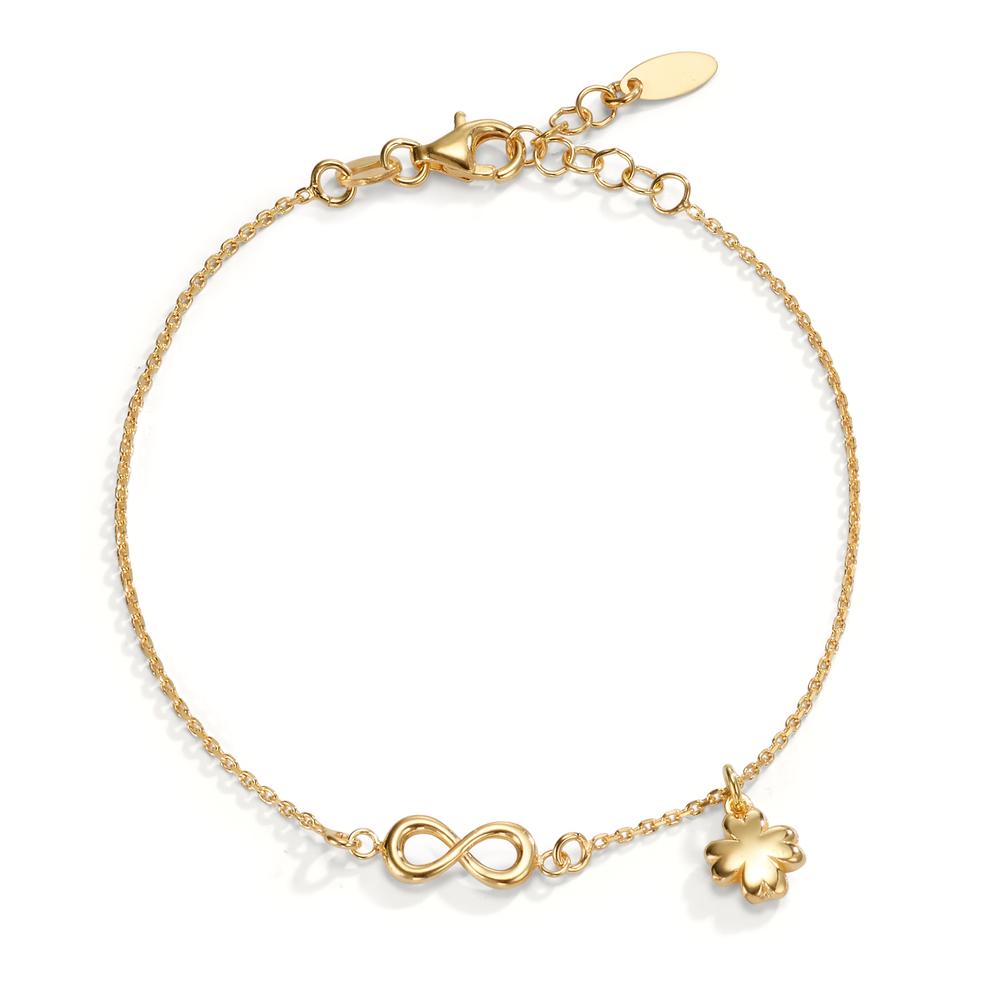 Armband Silber gelb vergoldet Kleeblatt und Infinity 17-19 cm verstellbar-607115