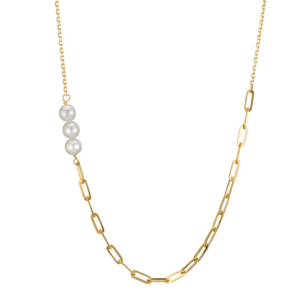 Collier 375/9 K Gelbgold Süsswasserzuchtperle, 3 Perlen, 4 mm 42 cm-607140