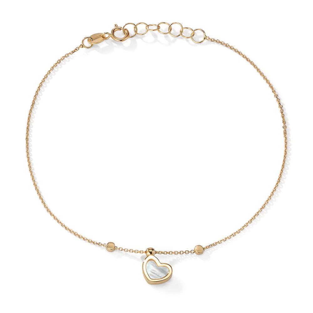Armband 585/14 K Gelbgold Perlmutt Herz 17-19 cm verstellbar-607204