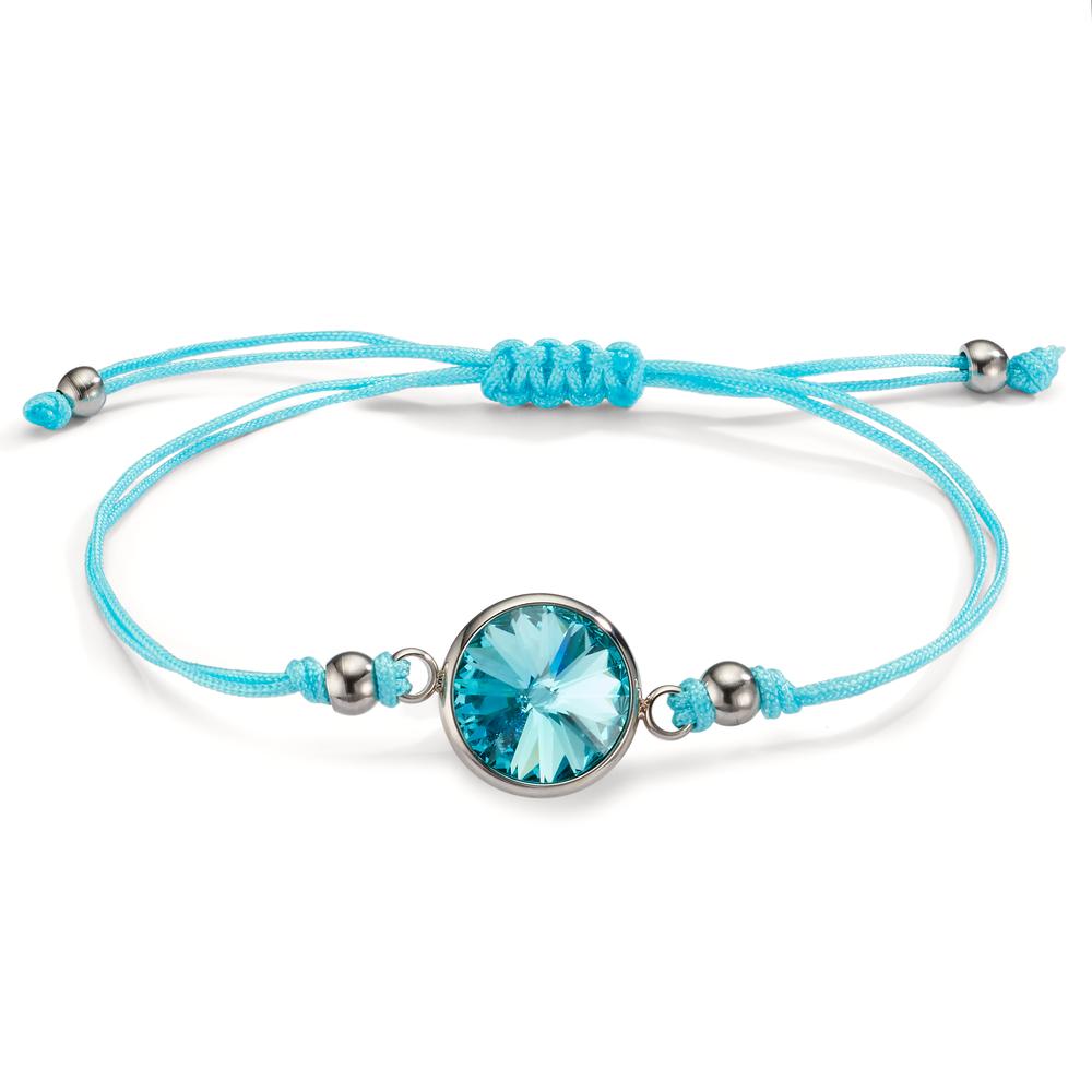 Armband Edelstahl, Textil Zirkonia türkis 14-21 cm verstellbar-607807
