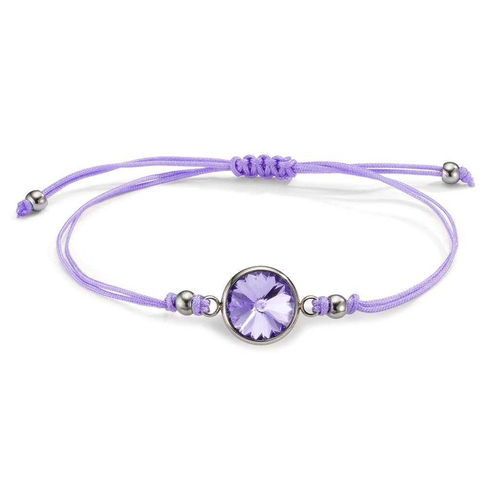 Armband Edelstahl, Textil Zirkonia lila 14-21 cm verstellbar-607809