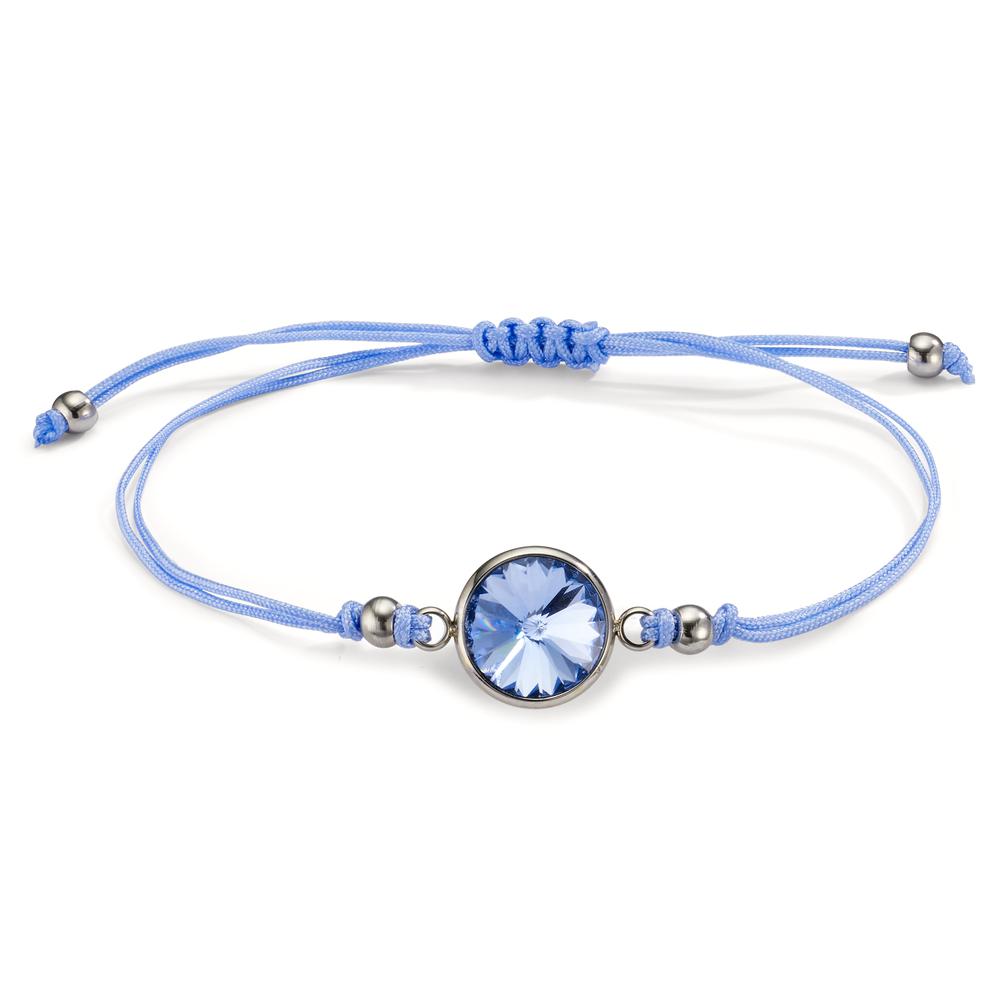 Armband Edelstahl, Textil Zirkonia hellblau 14-21 cm verstellbar-607810