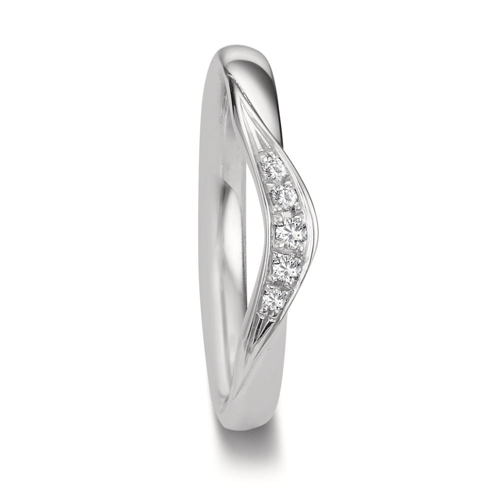 Partnerring 750/18 K Weissgold Diamant 0.045 ct, 5 Steine, tw-vsi-607924
