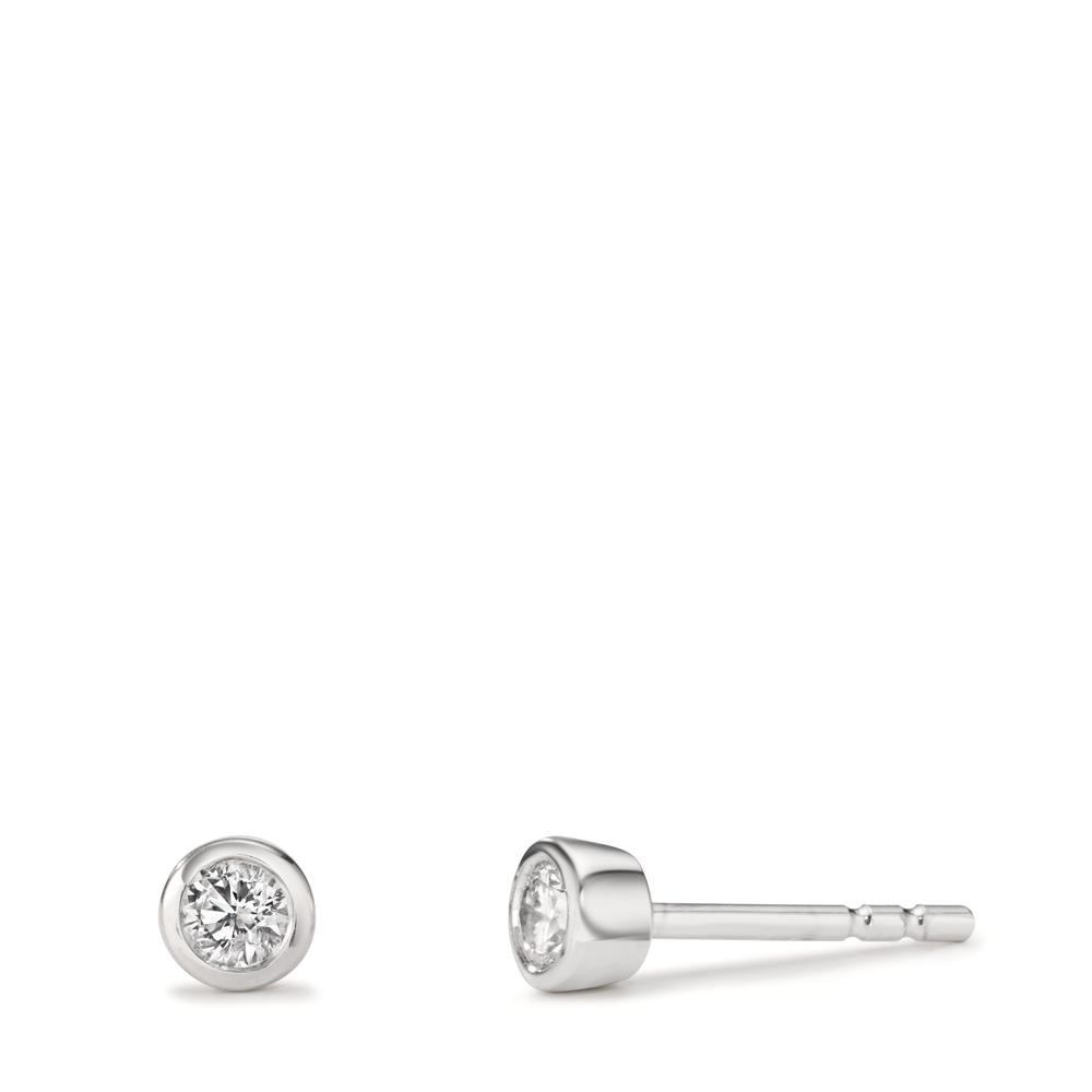 Ohrstecker 750/18 K Weissgold Diamant Lab Grown 0.20 ct, 2 Steine, w-si Ø4 mm-608026