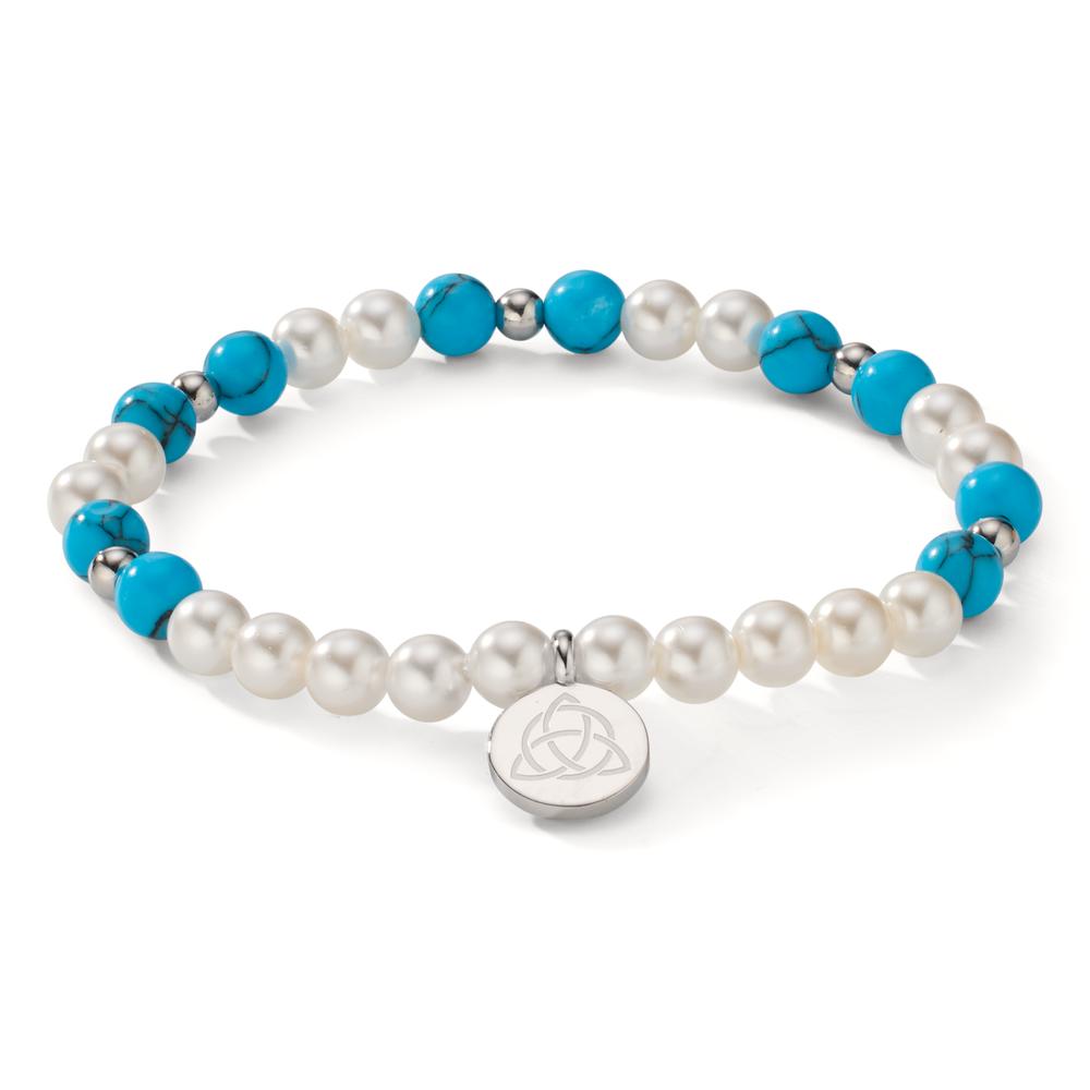 Armband Edelstahl Türkis shining Pearls, 6 mm Keltisch 18 cm Ø6 mm-608084