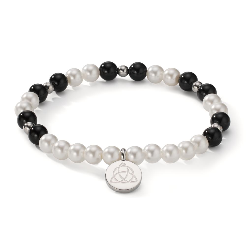 Armband Edelstahl Achat schwarz shining Pearls, 6 mm Keltisch 18 cm Ø6 mm-608086