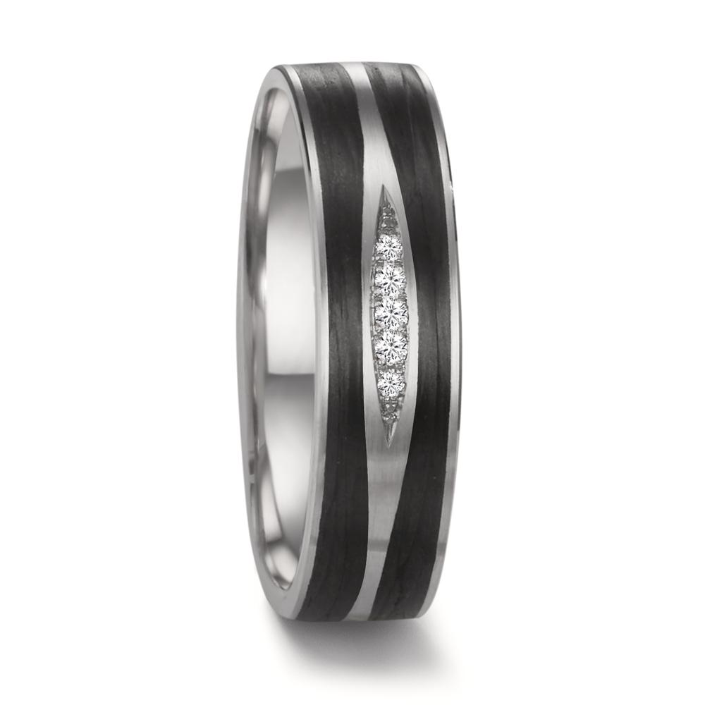 Partnerring 950 Platin, Carbon Diamant 0.034 ct, 5 Steine, w-si-608149