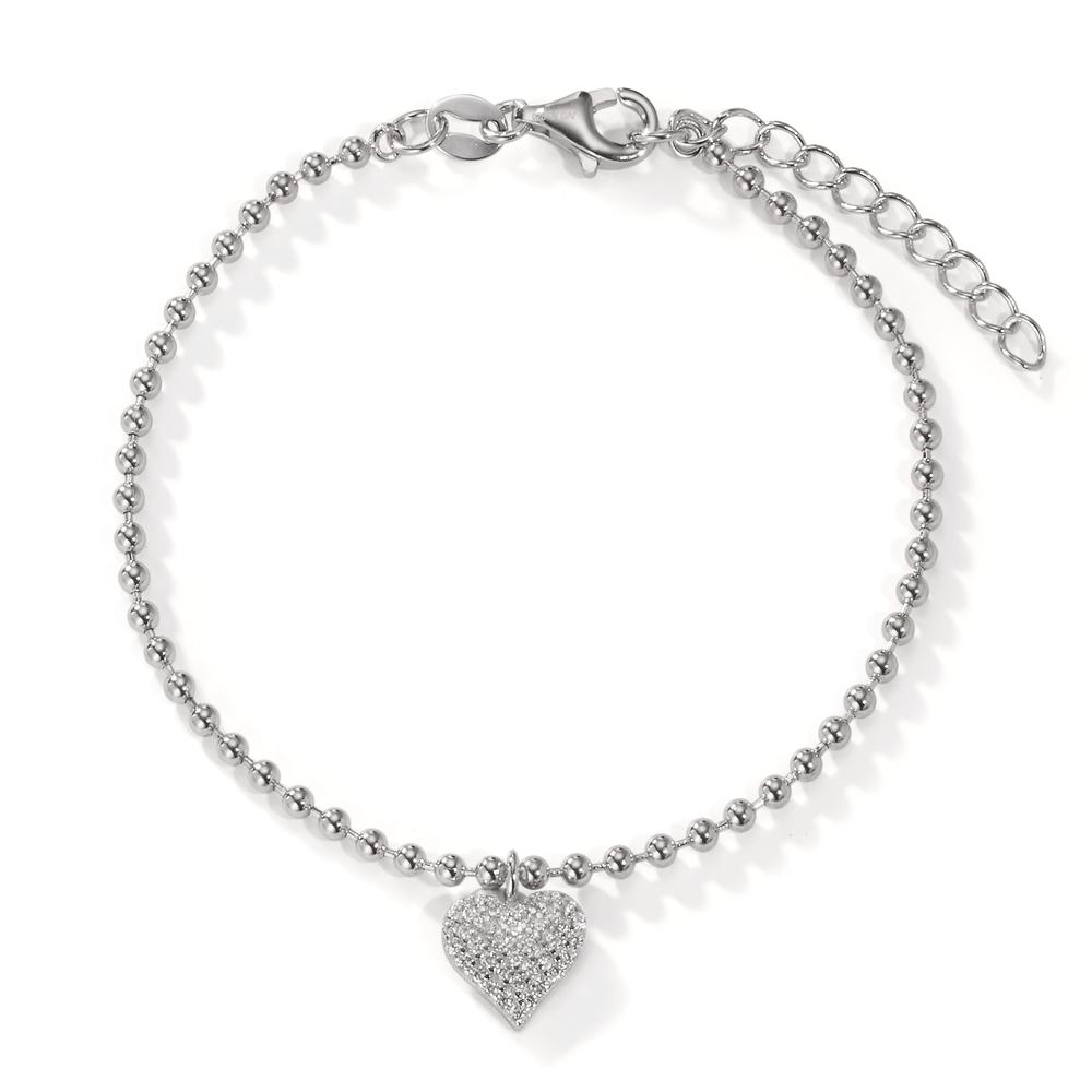Armband Silber Zirkonia rhodiniert Herz 16-19 cm verstellbar-608297