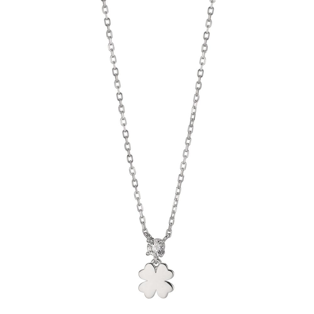 Collier Silber Zirkonia rhodiniert Kleeblatt 40-45 cm verstellbar-608369