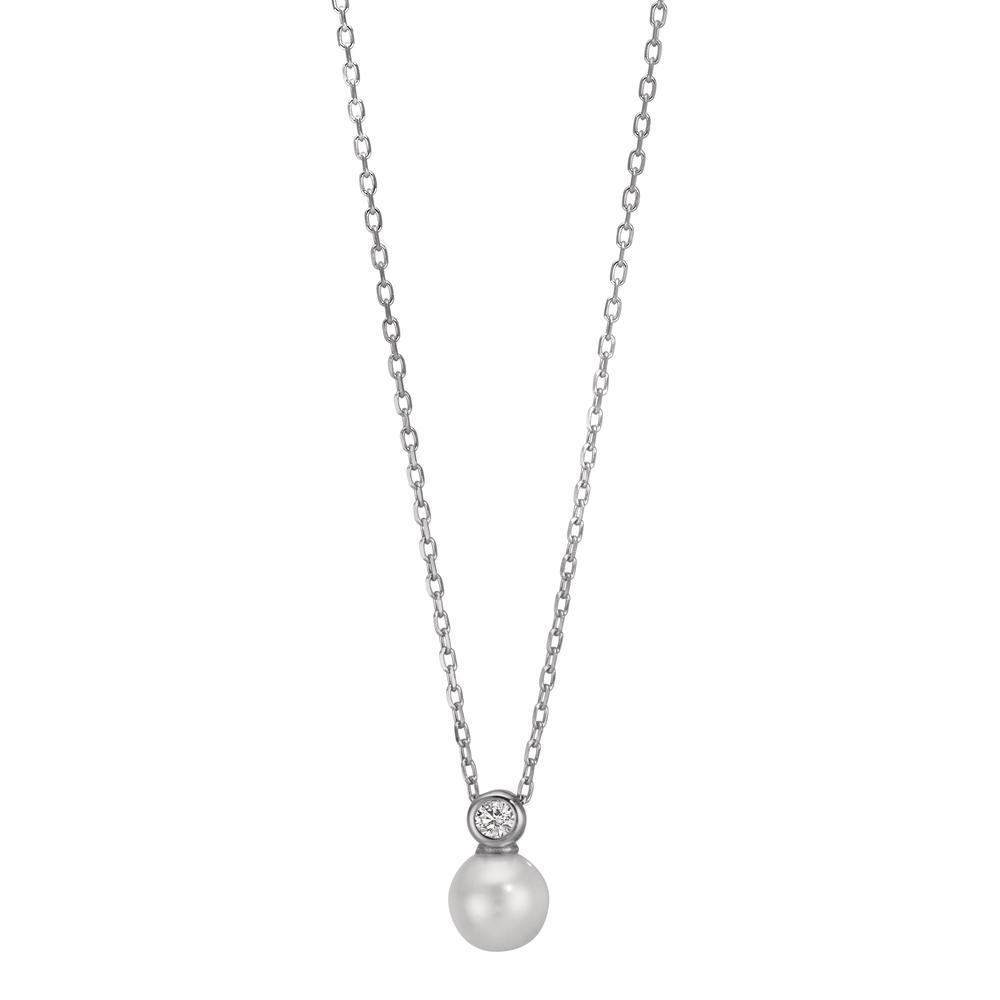 Collier Silber Zirkonia rhodiniert shining Pearls, 6 mm 40-45 cm verstellbar-608972