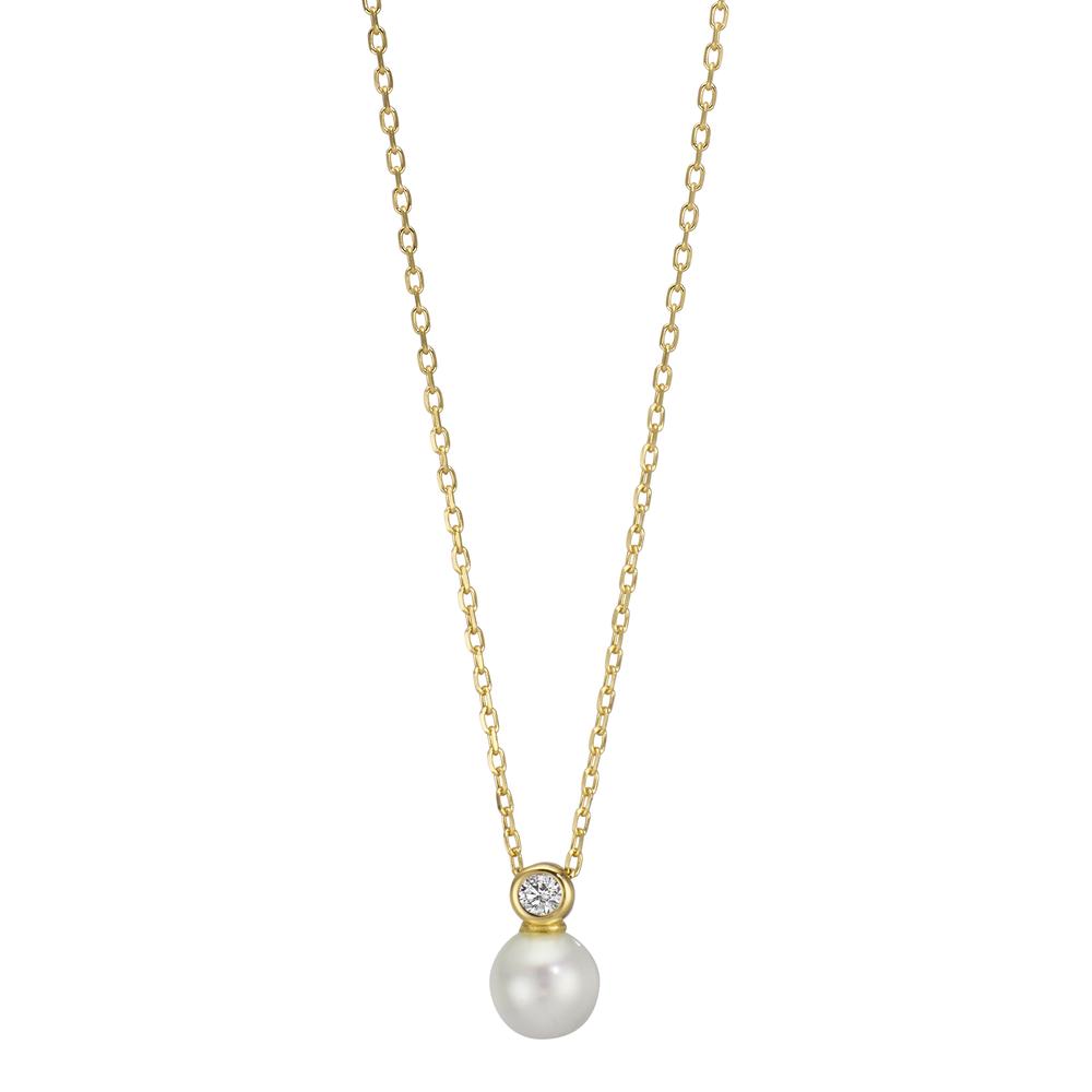 Collier Silber Zirkonia gelb vergoldet shining Pearls, 6 mm 40-45 cm verstellbar-608974
