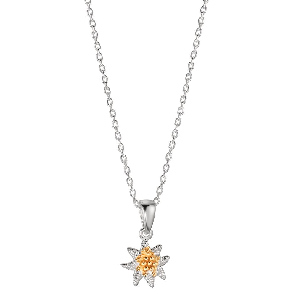 Halskette mit Anhänger Silber bicolor Edelweiss 40-42 cm verstellbar-609047