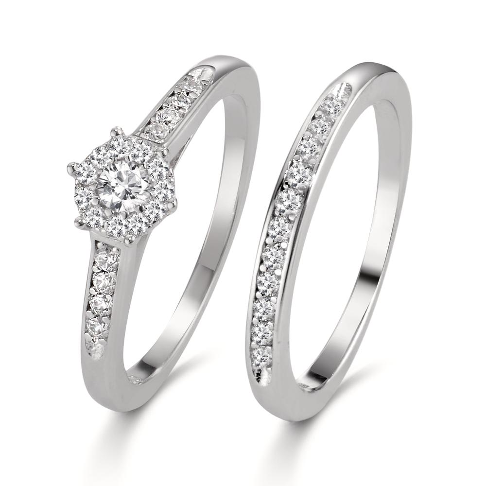 Fingerring Silber Zirkonia rhodiniert-609127