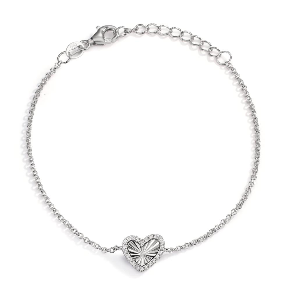 Armband Silber Zirkonia rhodiniert Herz 16-19 cm verstellbar-609135