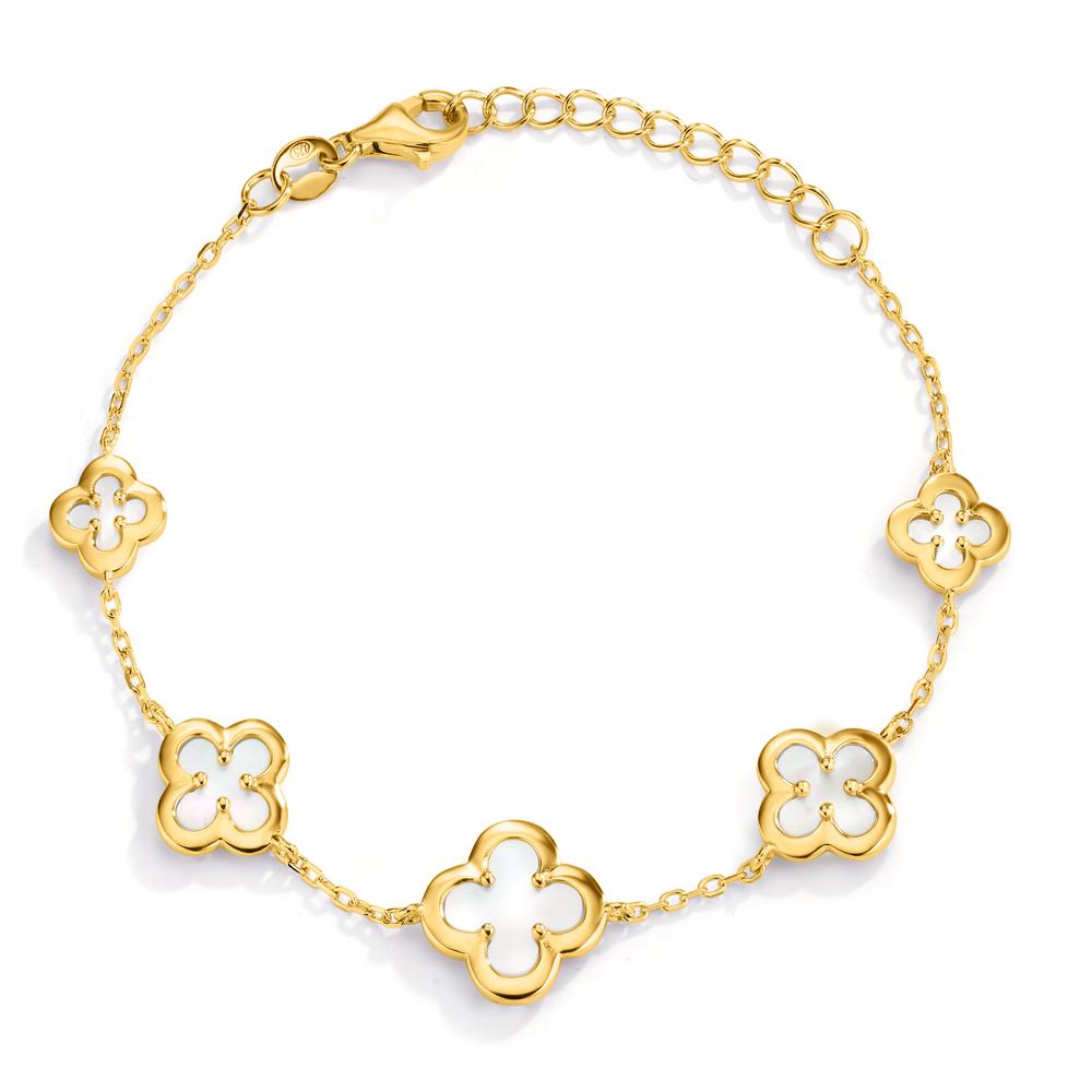 Armband Silber gelb vergoldet Perlmutt Blume 16-19 cm verstellbar-609156