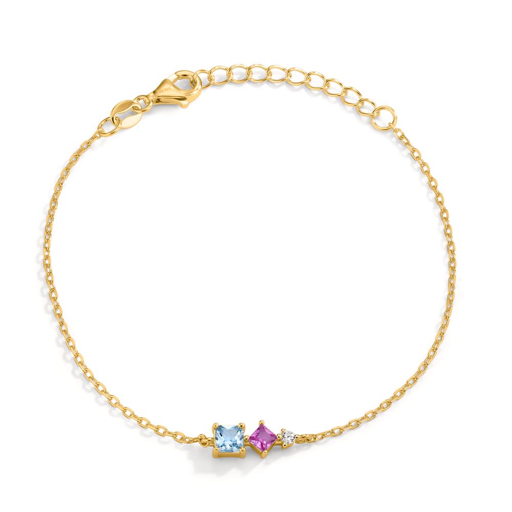 Armband Silber Zirkonia 3 Steine gelb vergoldet 16-19 cm verstellbar-609160