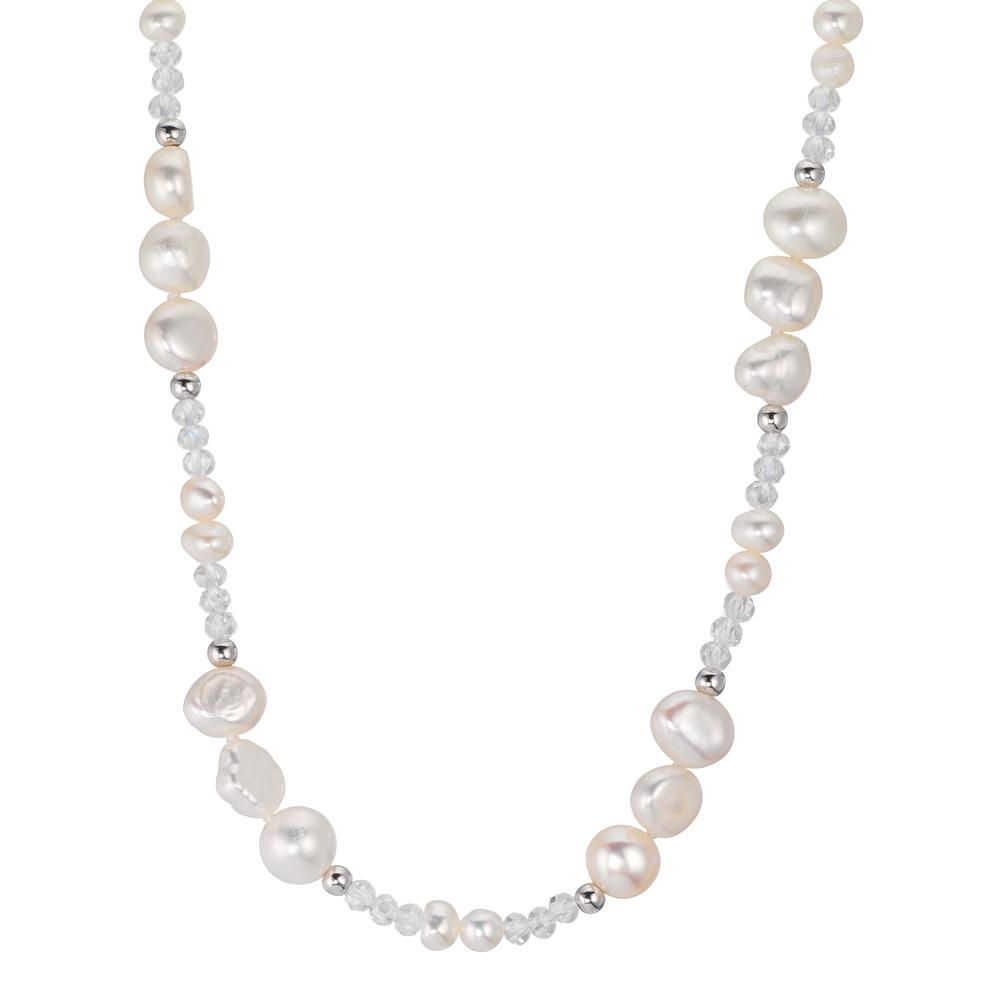 Collier Edelstahl Kristall weiss Süsswasserzuchtperle 47 cm-609902