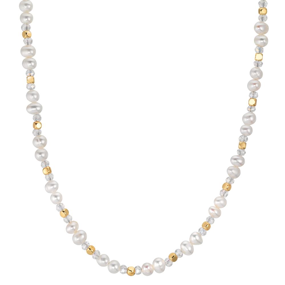 Collier Edelstahl Kristall weiss gelb IP beschichtet Süsswasserzuchtperle 44 cm-609903
