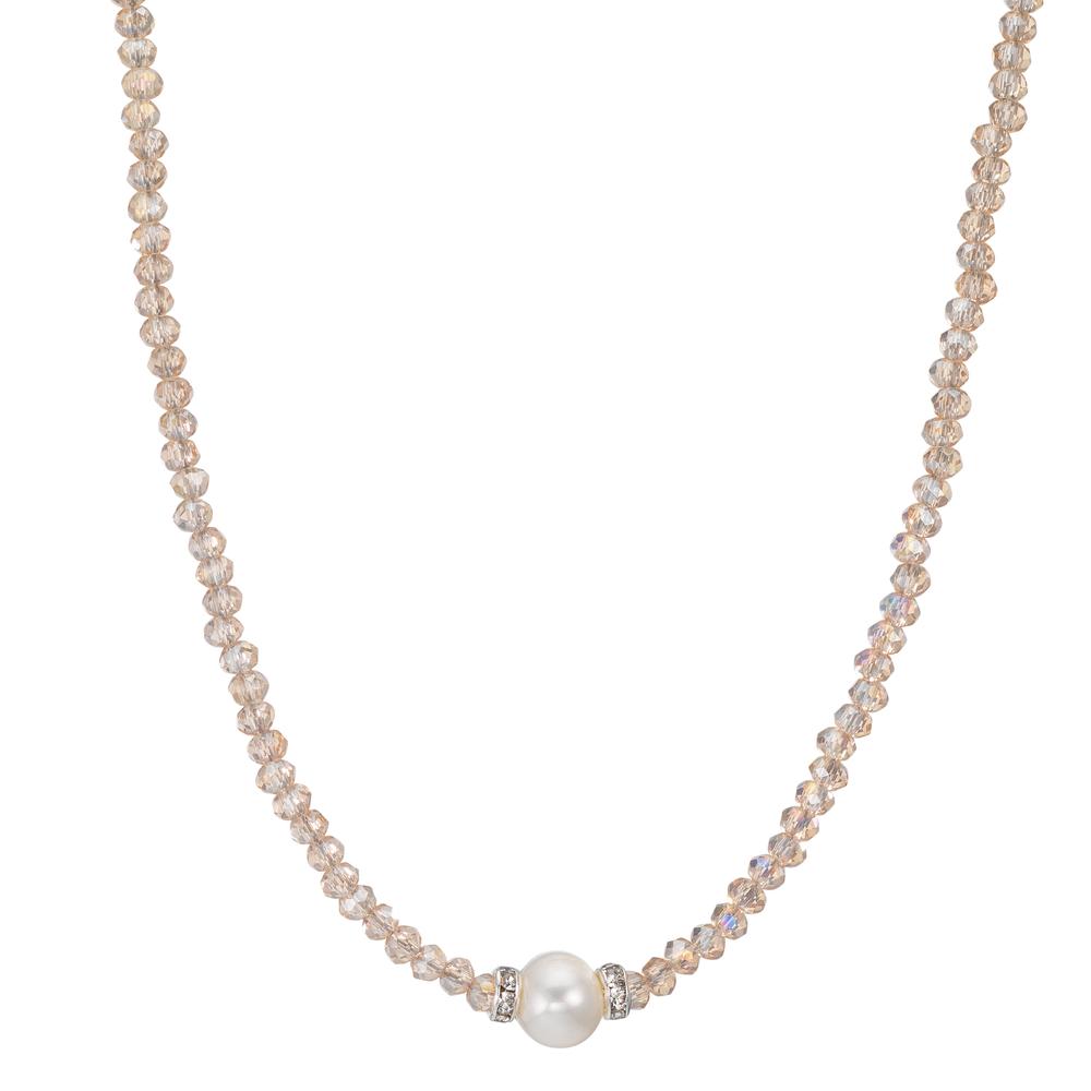 Collier Edelstahl Kristall champagner Süsswasserzuchtperle 43 cm-609906