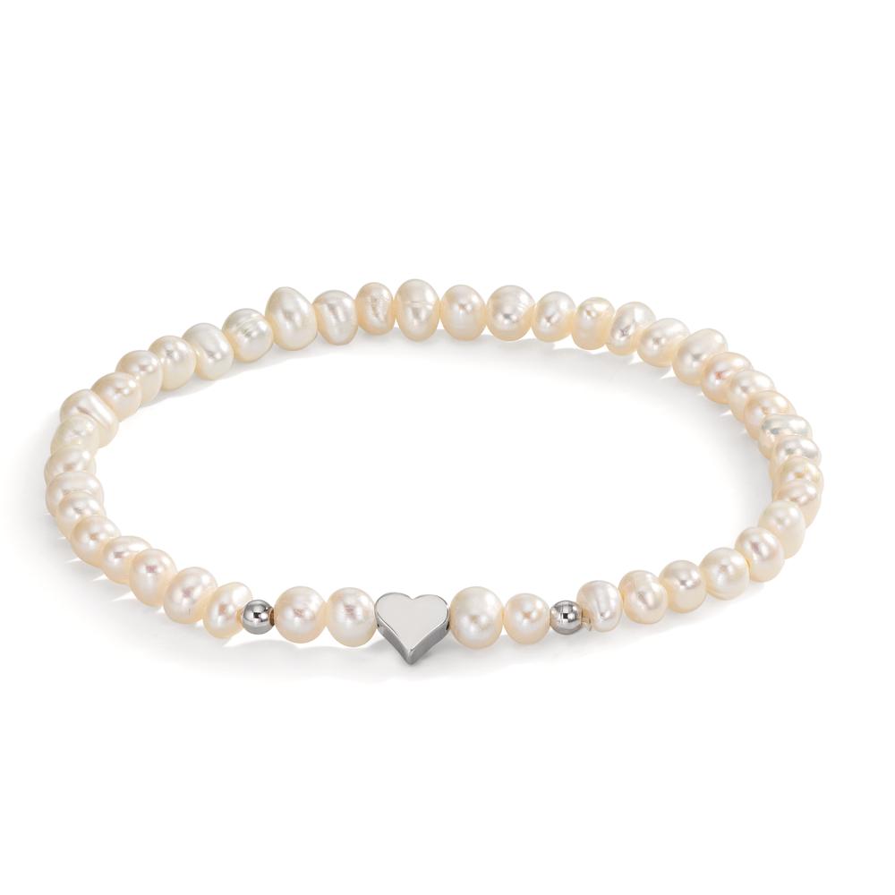 Armband Edelstahl Süsswasserzuchtperle Herz 17.5 cm-609909