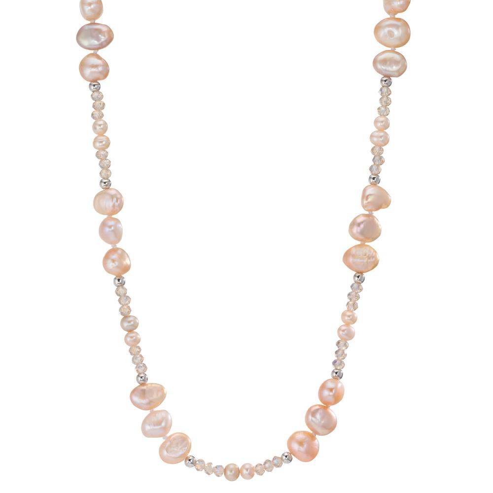 Collier Edelstahl Kristall rosa Süsswasserzuchtperle 90 cm-609919