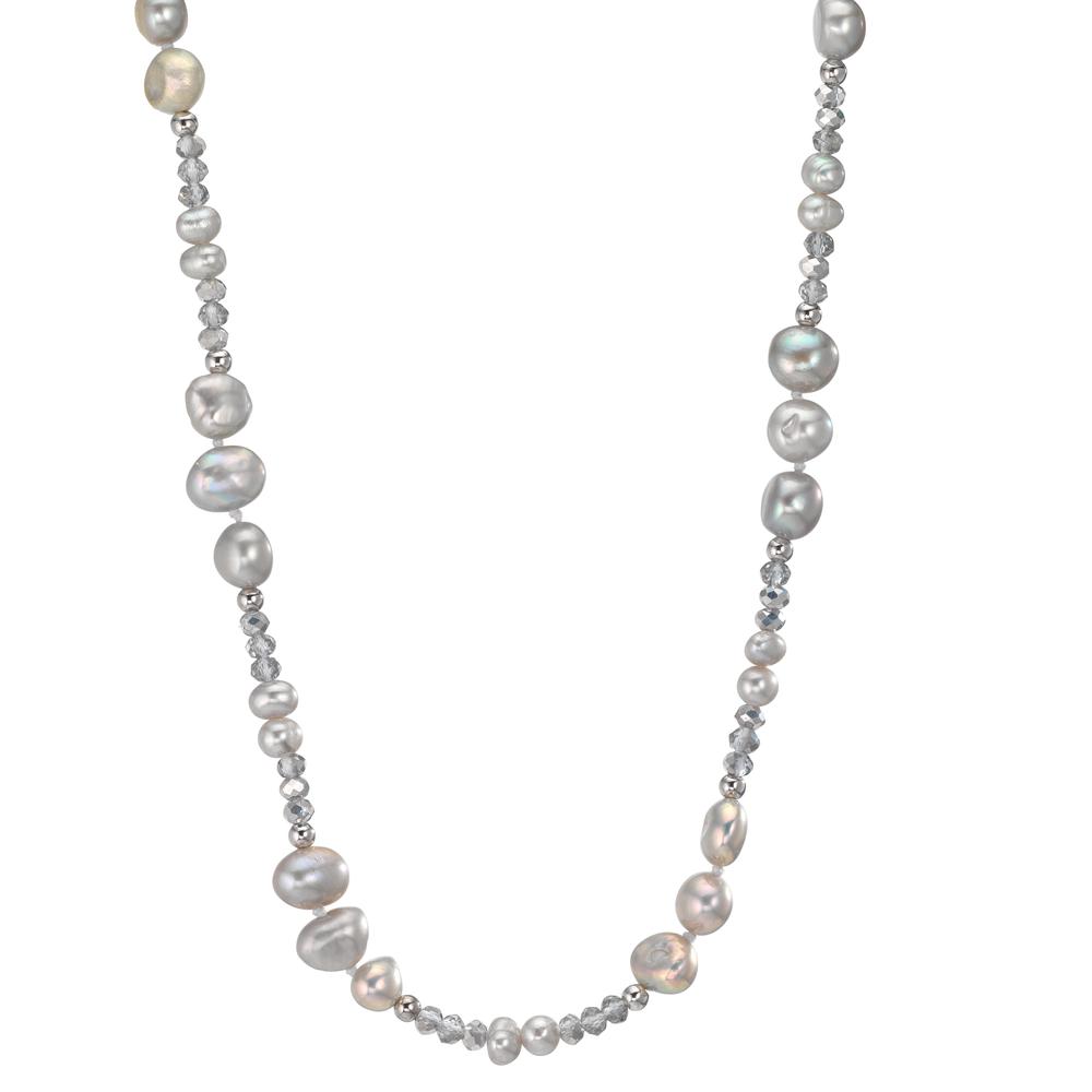 Collier Edelstahl Kristall grau Süsswasserzuchtperle 90 cm-609920
