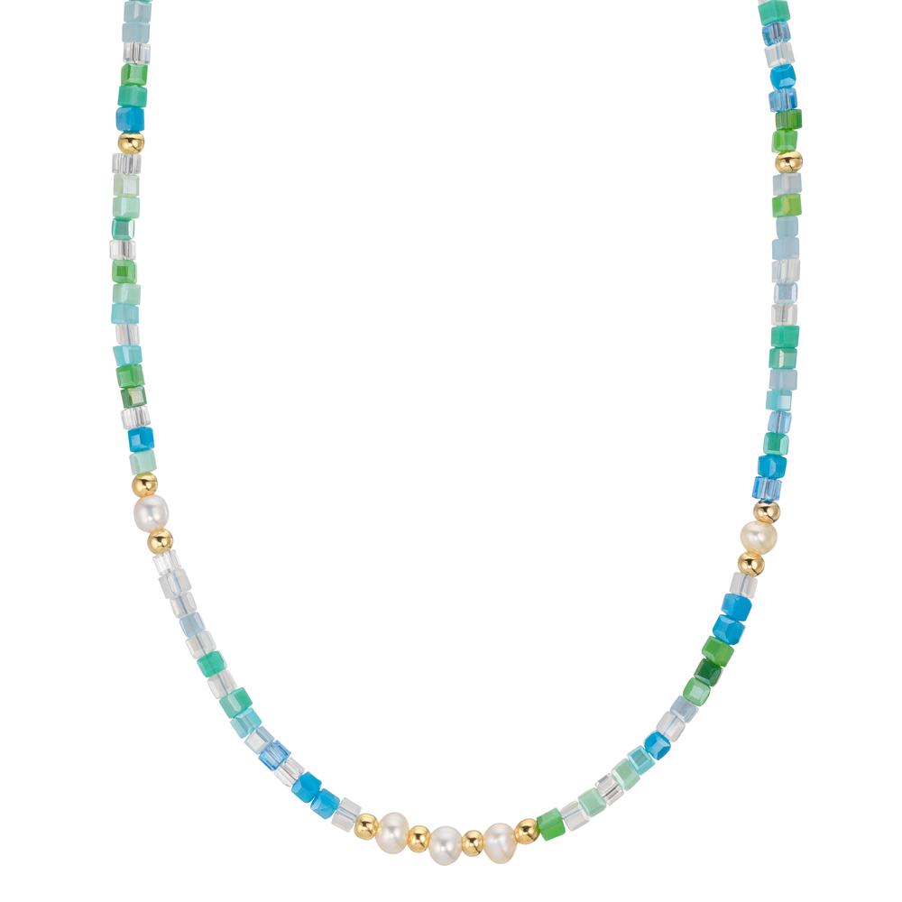 Collier Edelstahl Kristall gelb IP beschichtet Süsswasserzuchtperle 43 cm-609923