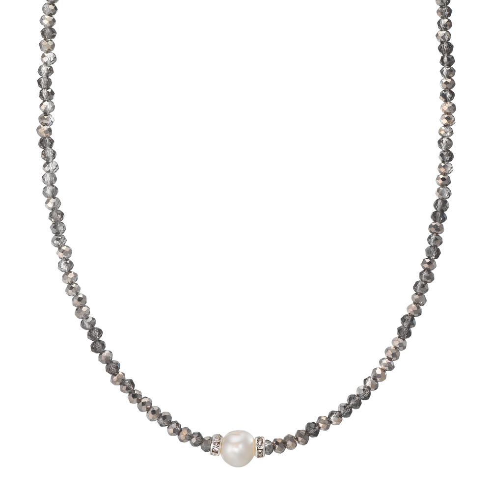 Collier Edelstahl Kristall grau Süsswasserzuchtperle 43 cm-609927