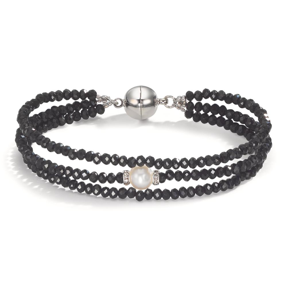 Armband Edelstahl Kristall schwarz Süsswasserzuchtperle 19 cm-609928