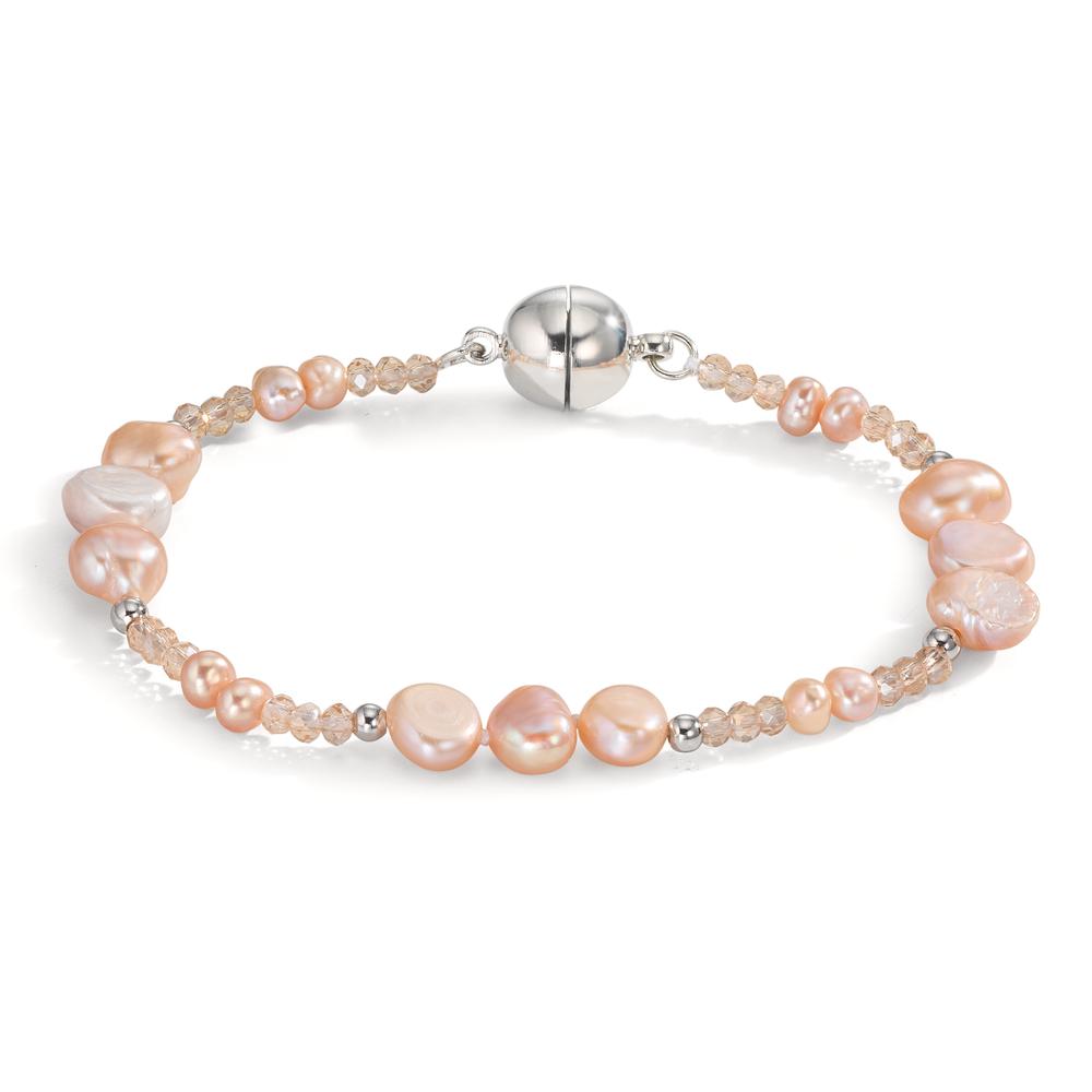 Armband Edelstahl Kristall rosa Süsswasserzuchtperle 18 cm-609975