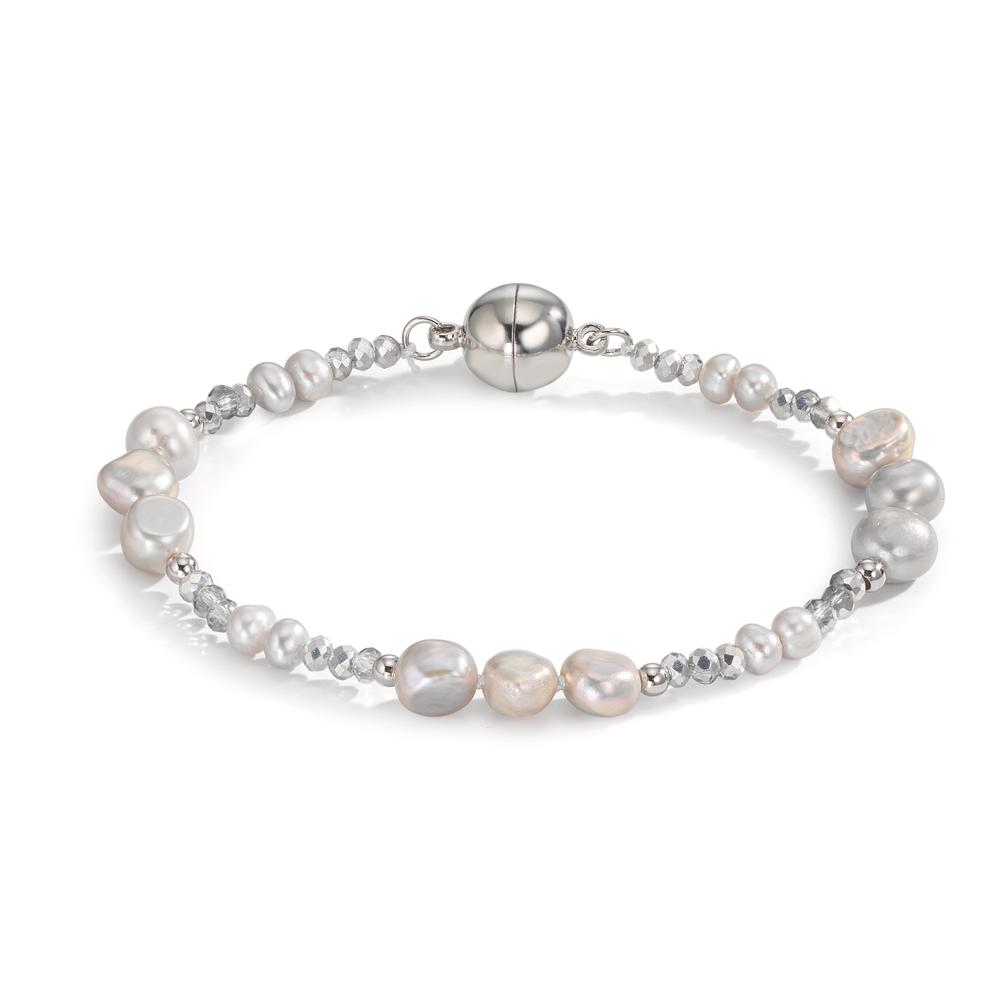 Armband Edelstahl Kristall grau Süsswasserzuchtperle 18 cm-609976