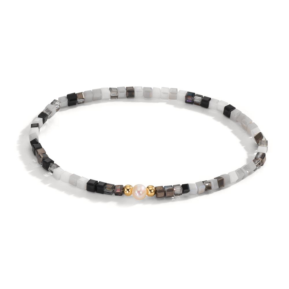 Armband Edelstahl Kristall gelb IP beschichtet Süsswasserzuchtperle 17 cm-609980