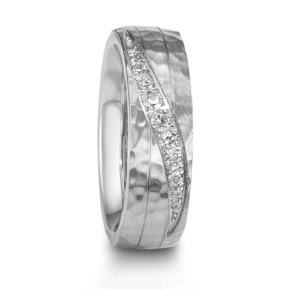 Partnerring Edelstahl Zirkonia weiss, 11 Steine-610166