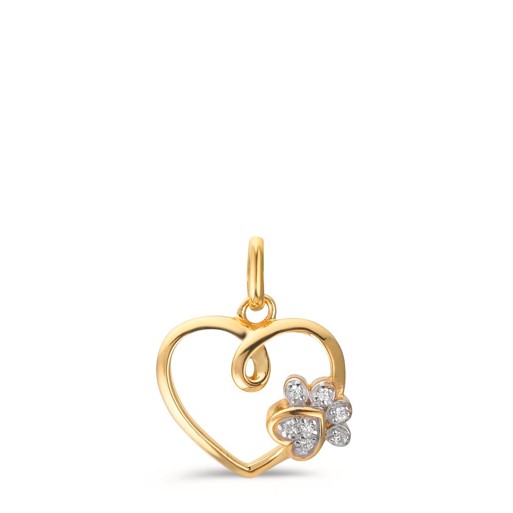 Anhänger 375/9 K Gelbgold Zirkonia Herz mit Pfote Ø12 mm-610398
