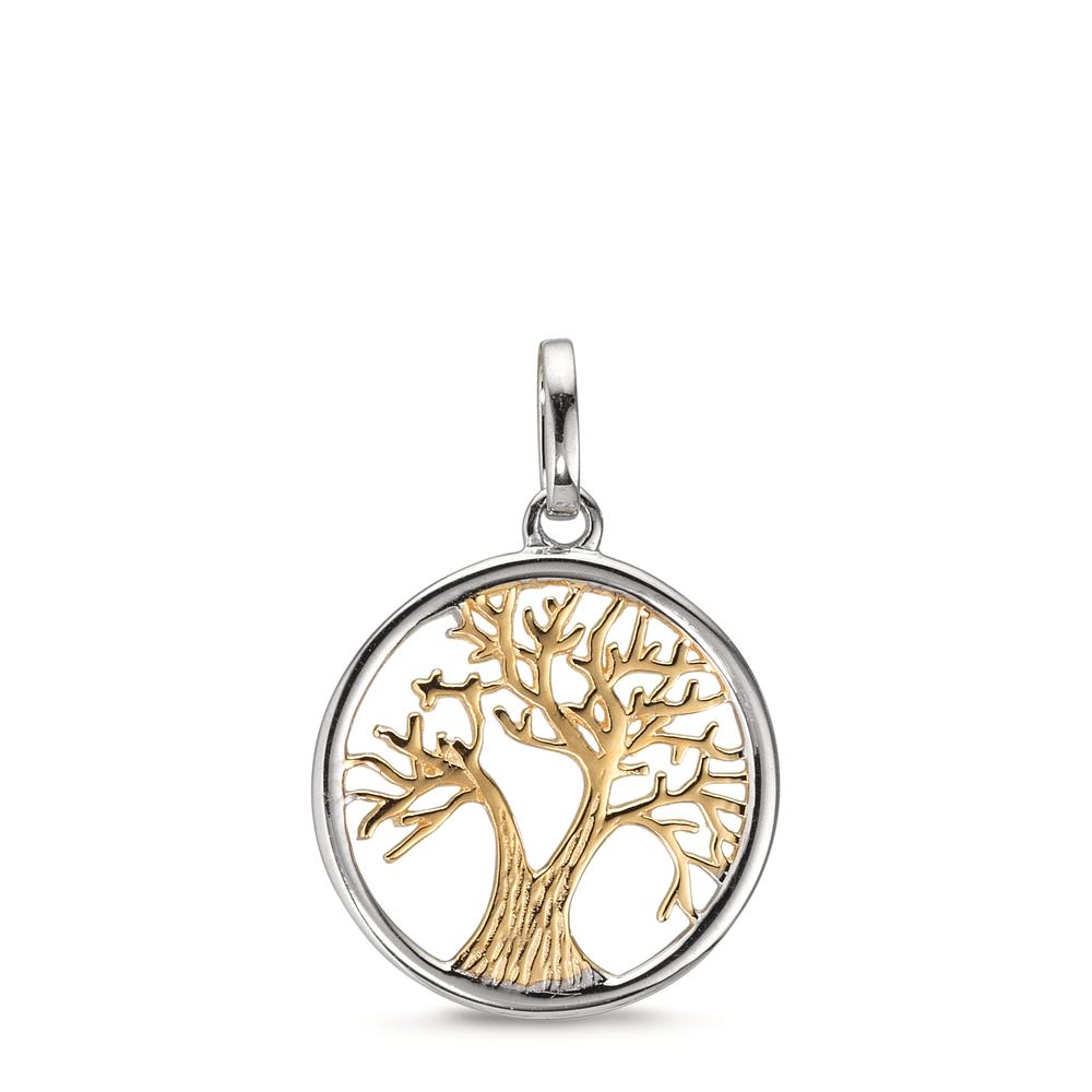 Anhänger 375/9 K Gelbgold, 375/9 K Weissgold Lebensbaum Ø14 mm-610582